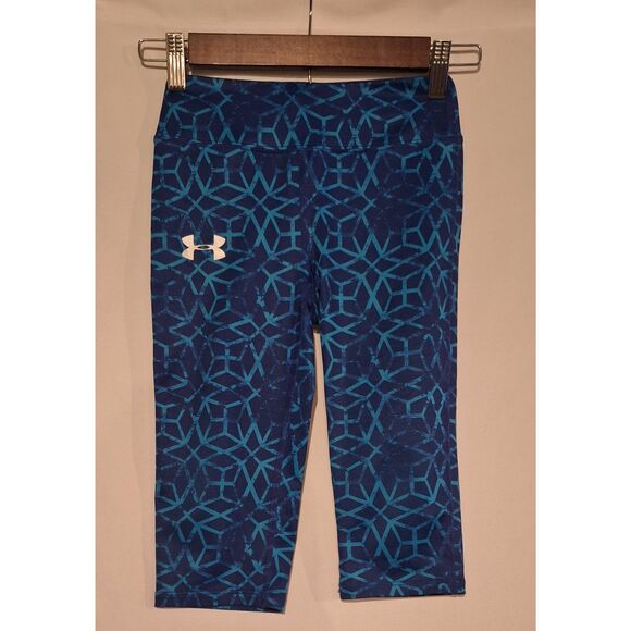 Under Armour‎ Girls Blue Capri Fitted Leggings Size Youth Small - Picture 1 of 4